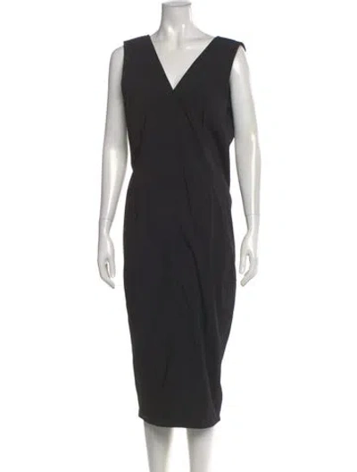 Pre-owned Rick Owens Virgin Wool Midi Length Dress In Black