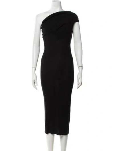 Pre-owned Rick Owens Virgin Wool Midi Length Dress In Black