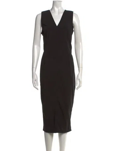 Pre-owned Rick Owens Virgin Wool Midi Length Dress In Black