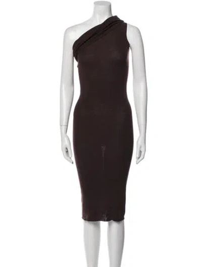 Pre-owned Rick Owens Virgin Wool Midi Length Dress In Brown