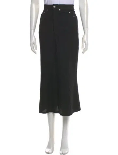 Pre-owned Rick Owens Virgin Wool Midi Length Skirt In Black