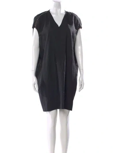 Pre-owned Rick Owens Virgin Wool Mini Dress In Black