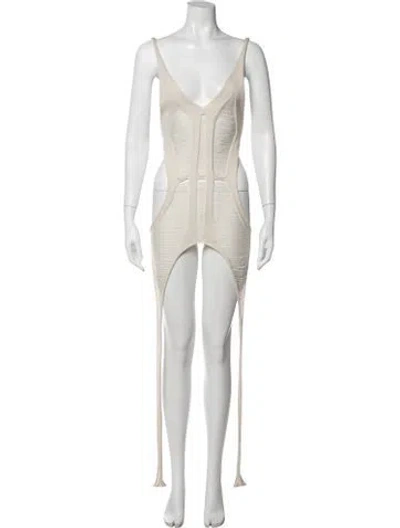 Pre-owned Rick Owens Virgin Wool Mini Dress W/ Tags In Neutrals