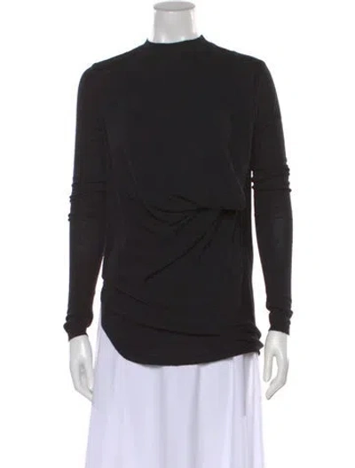 Pre-owned Rick Owens Virgin Wool Mock Neck Sweater In Black