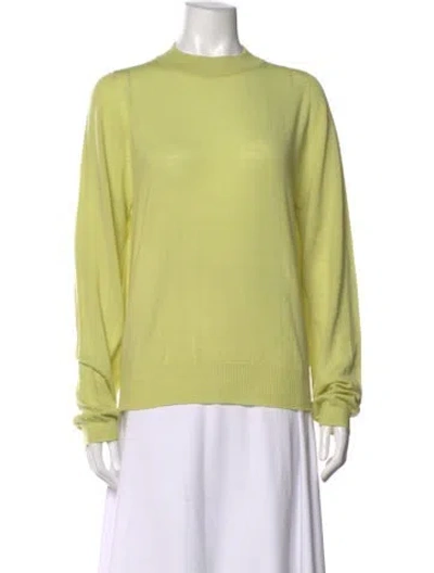 Pre-owned Rick Owens Virgin Wool Mock Neck Sweater In Green