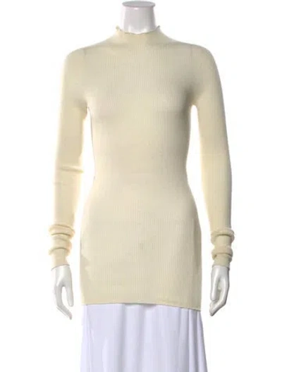 Pre-owned Rick Owens Virgin Wool Mock Neck Sweater In Neutral
