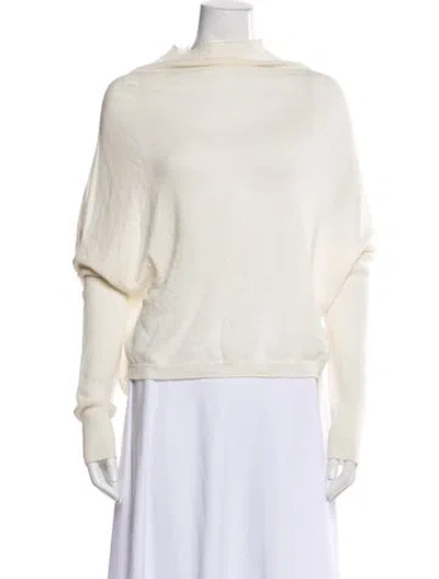Pre-owned Rick Owens Virgin Wool Mock Neck Sweater In Neutrals