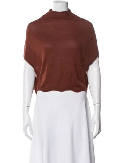 Pre-owned Rick Owens Virgin Wool Mock Neck Top In Brown