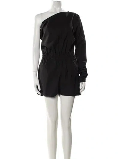 Pre-owned Rick Owens Virgin Wool One-shoulder Romper In Black