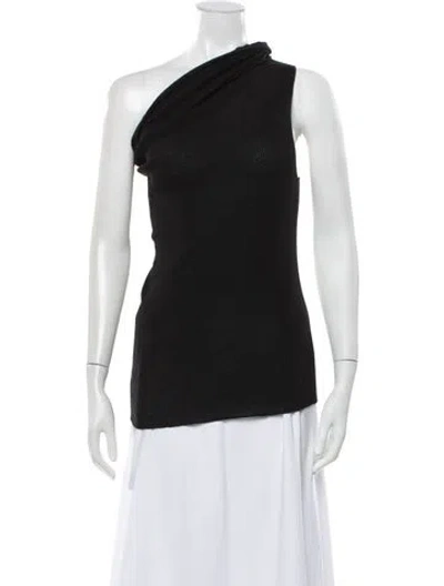 Pre-owned Rick Owens Virgin Wool One-shoulder Sweater In Black