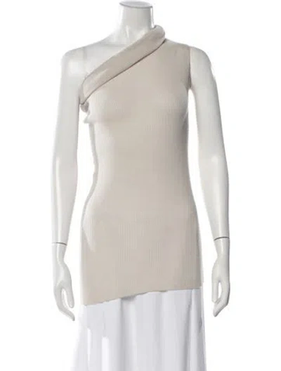 Pre-owned Rick Owens Virgin Wool One-shoulder Sweater In Neutrals