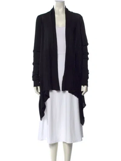 Pre-owned Rick Owens Virgin Wool Open Front Sweater In Black