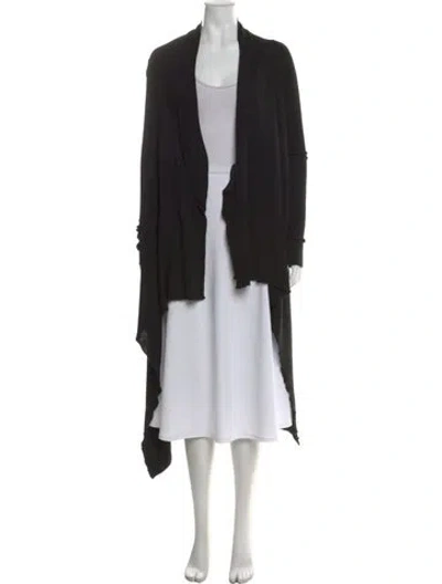 Pre-owned Rick Owens Virgin Wool Open Front Sweater In Black