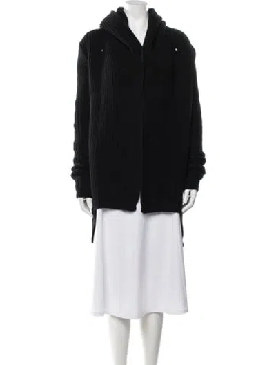 Pre-owned Rick Owens Virgin Wool Open Front Sweater In Black