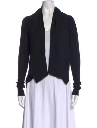 Pre-owned Rick Owens Virgin Wool Open Front Sweater In Black
