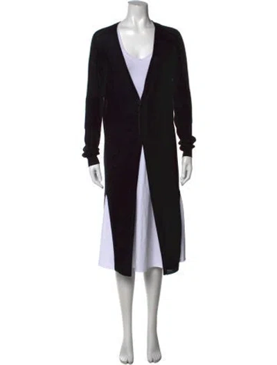 Pre-owned Rick Owens Virgin Wool Open Front Sweater In Black