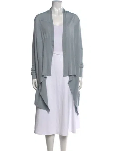 Pre-owned Rick Owens Virgin Wool Open Front Sweater In Blue
