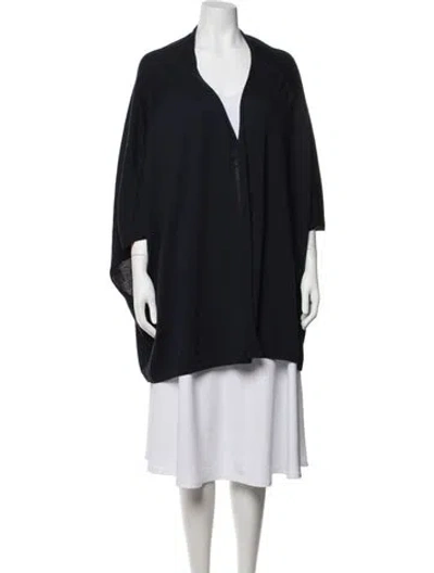 Pre-owned Rick Owens Virgin Wool Open Front Sweater In Blue