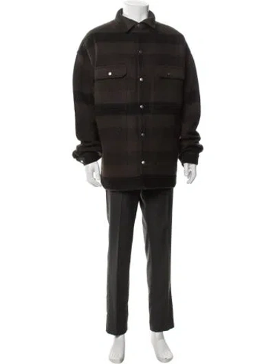 Pre-owned Rick Owens Virgin Wool Parka In Green