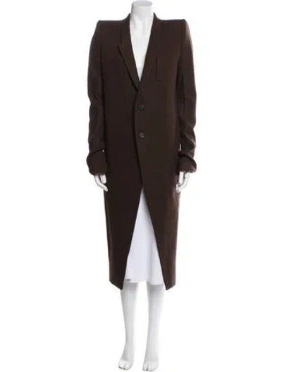 Pre-owned Rick Owens Virgin Wool Peacoat In Brown