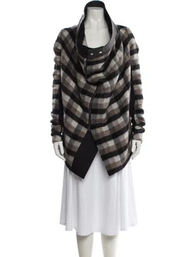 Pre-owned Rick Owens Virgin Wool Plaid Print Jacket In Brown
