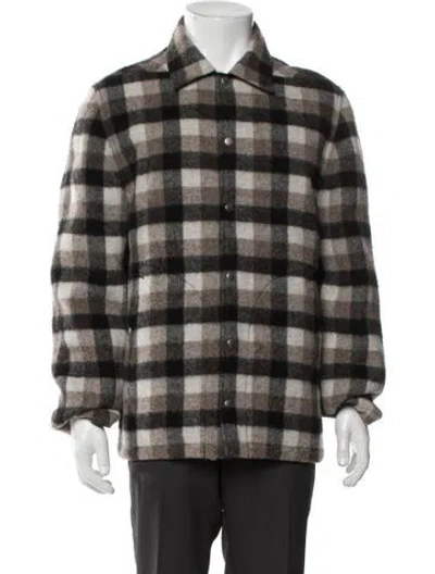 Pre-owned Rick Owens Virgin Wool Plaid Print Trucker Jacket In Multi