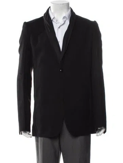 Pre-owned Rick Owens Virgin Wool Pleated Accents Blazer In Black