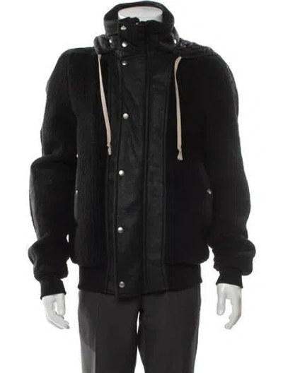 Pre-owned Rick Owens Virgin Wool Puffer Coat In Black