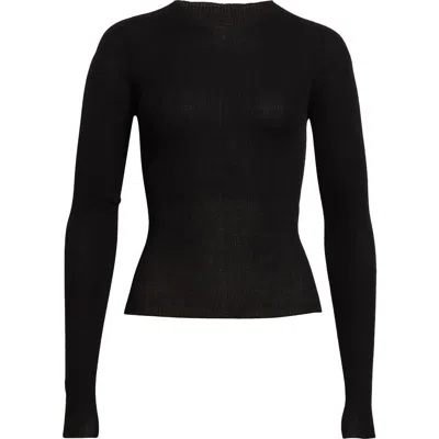 Rick Owens Virgin Wool Rib Sweater In Black