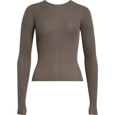 Rick Owens Virgin Wool Rib Sweater In Dust
