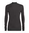 Rick Owens Virgin Wool Ribbed Lupetto Sweater In Gray