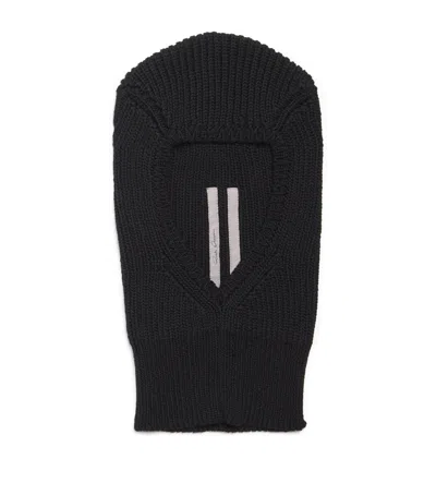 Rick Owens Virgin Wool Skull Balaclava In Black