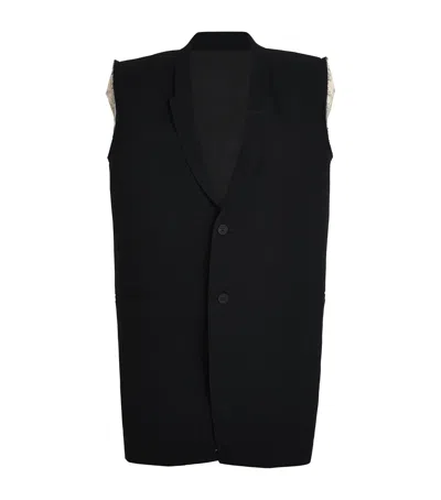Rick Owens Virgin Wool Sleeveless Jacket In Black