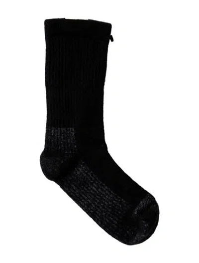 Pre-owned Rick Owens Virgin Wool Socks With Signature Double Lines In Black