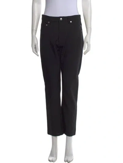 Pre-owned Rick Owens Virgin Wool Straight Leg Pants In Black