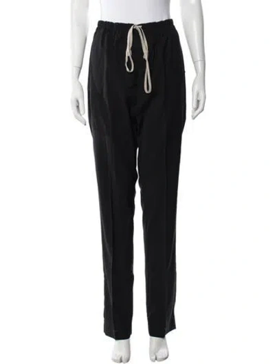 Pre-owned Rick Owens Virgin Wool Straight Leg Pants In Black