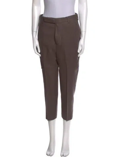 Pre-owned Rick Owens Virgin Wool Straight Leg Pants In Brown