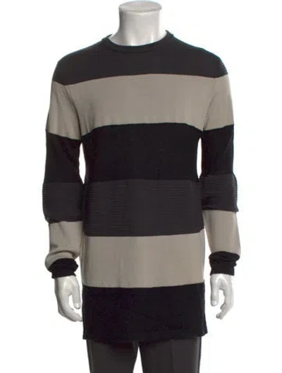Pre-owned Rick Owens Virgin Wool Striped Pullover In Black