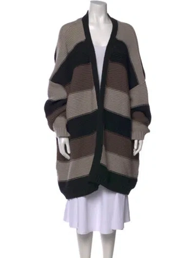 Pre-owned Rick Owens Virgin Wool Striped Sweater In Brown/neutrals