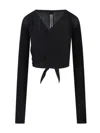 Rick Owens V-neck Knit Top With Crossed Front Detail In Black