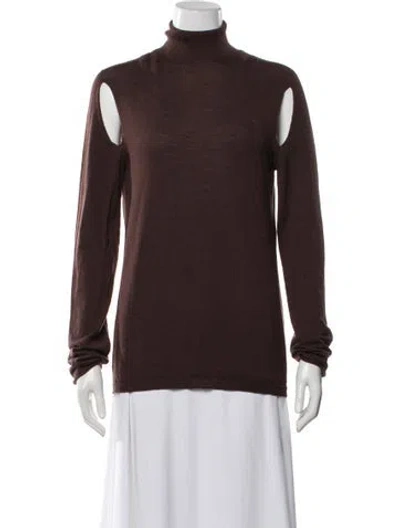 Pre-owned Rick Owens Virgin Wool Turtleneck Sweater In Brown