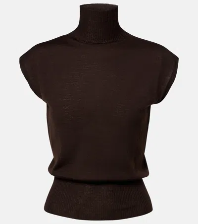 Rick Owens Virgin Wool Turtleneck Sweater In Brown