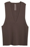 Rick Owens Virgin Wool V-neck Sweater Vest In Brown