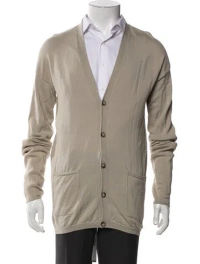 Pre-owned Rick Owens Virgin Wool V-neck Cardigan In Neutral
