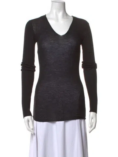 Pre-owned Rick Owens Virgin Wool V-neck Sweater In Black