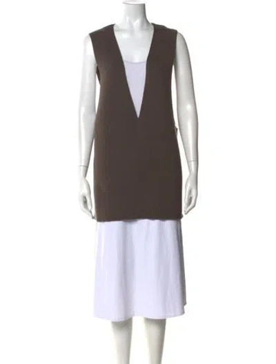 Pre-owned Rick Owens Virgin Wool V-neck Sweater In Brown