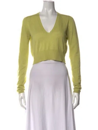 Pre-owned Rick Owens Virgin Wool V-neck Sweater In Green