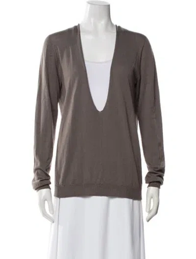 Pre-owned Rick Owens Virgin Wool V-neck Sweater In Neutral