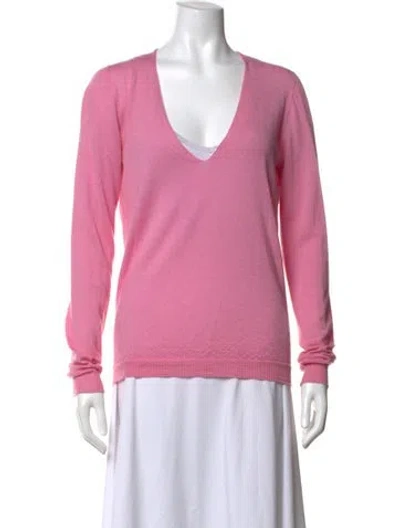 Pre-owned Rick Owens Virgin Wool V-neck Sweater In Pink