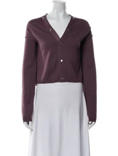 Pre-owned Rick Owens Virgin Wool V-neck Sweater In Purple